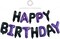 Happy Birthday Foil Balloon Banner – 16" Mylar Letter Balloons, Reusable Birthday Sign for Kids, Adults & Halloween Party Decorations (Black & Purple)